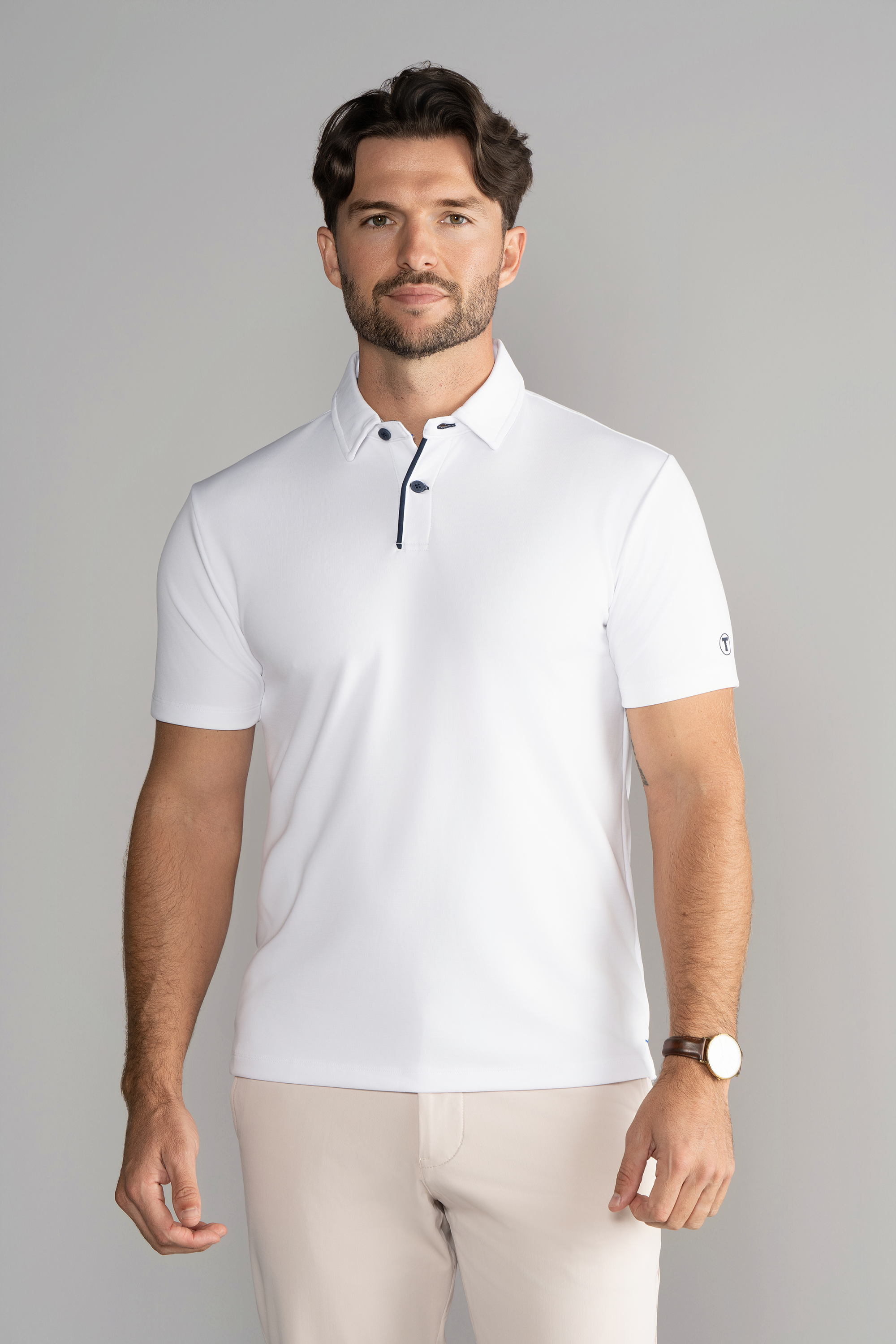 Short Sleeve Polo Contrast // White Navy