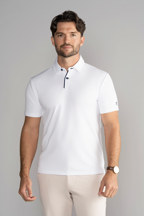 Short Sleeve Polo Contrast // White Navy – Twillory