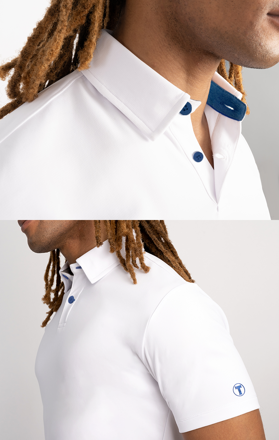 Short Sleeve Polo Contrast // White Blue