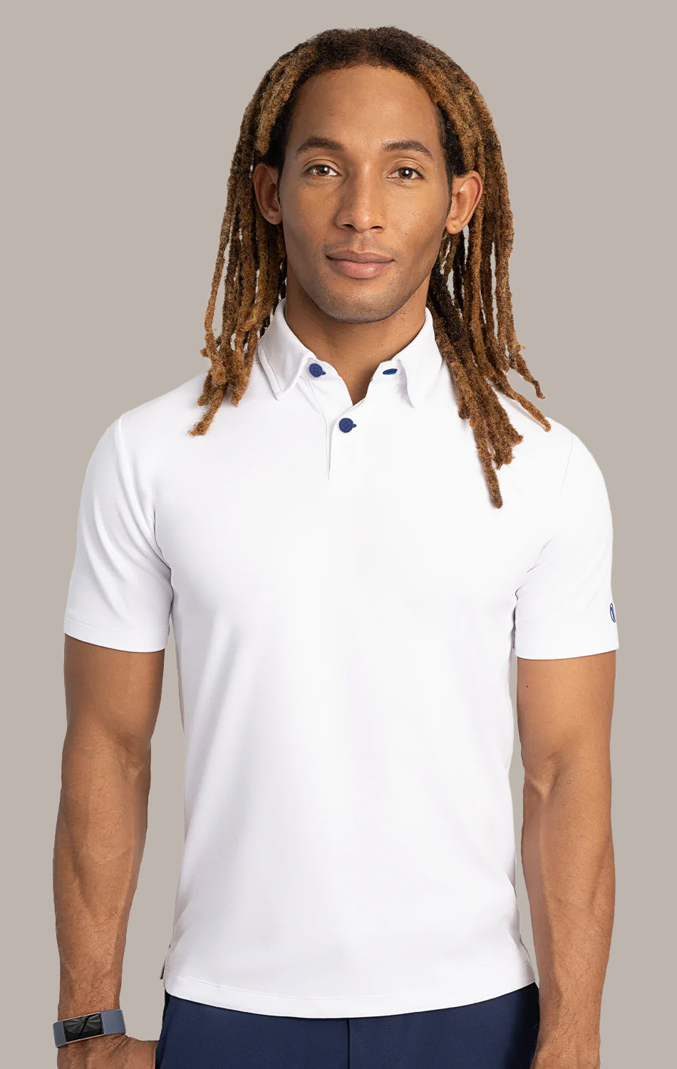 Short Sleeve Polo Contrast // White Blue