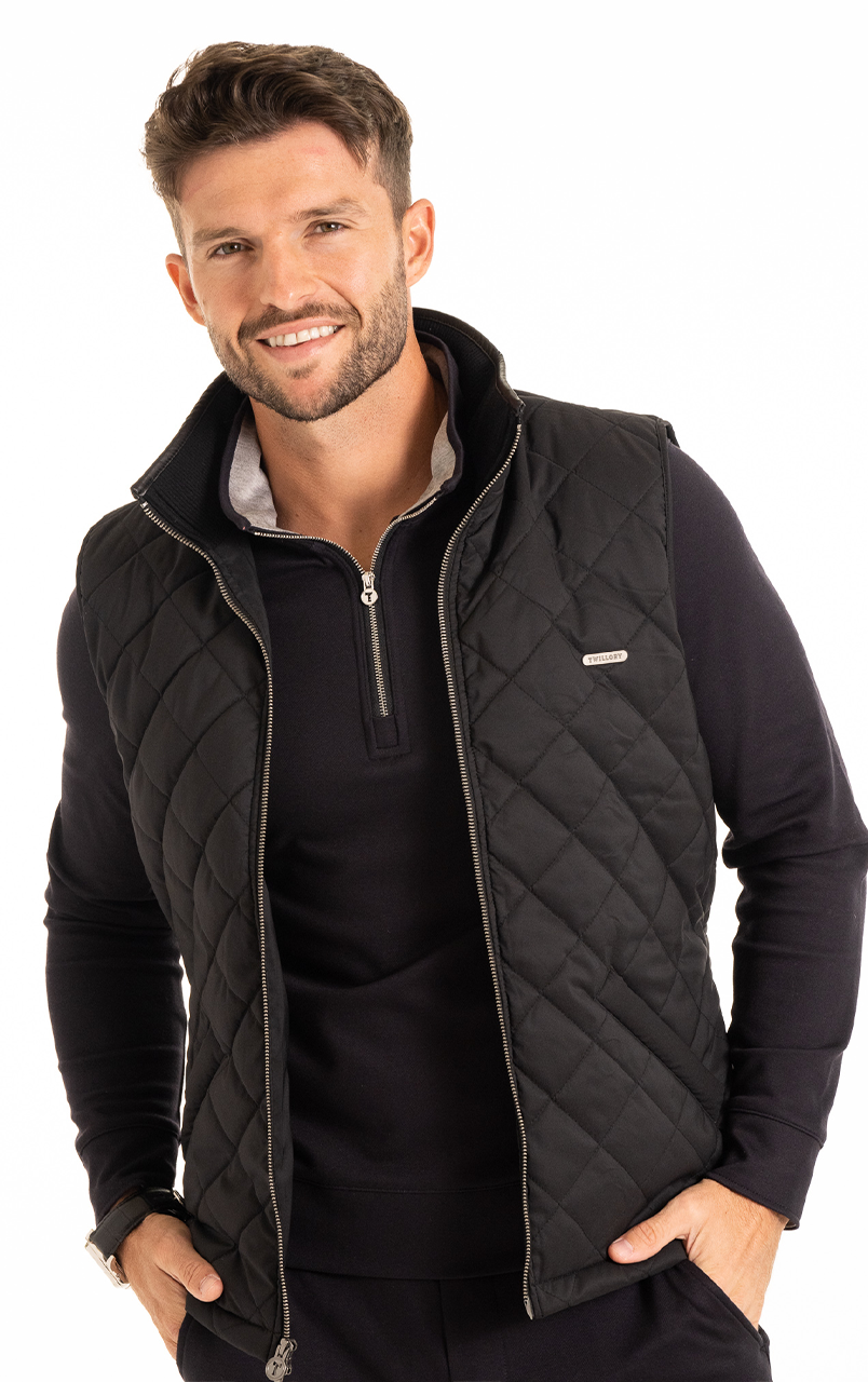 Black quilted vest mens online