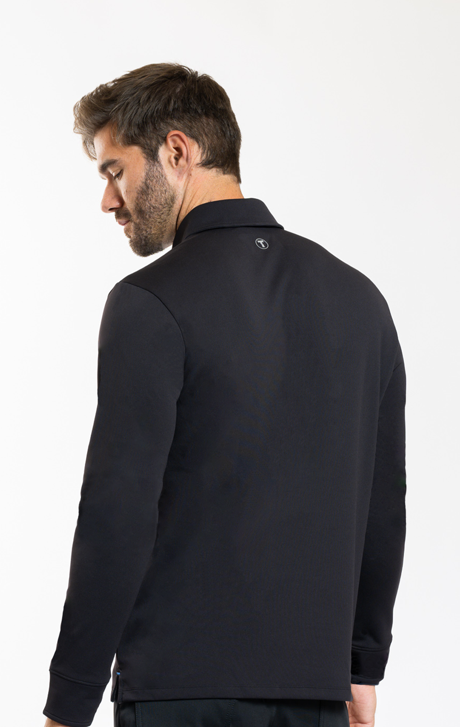 Long Sleeve Polo Contrast // Black Grey