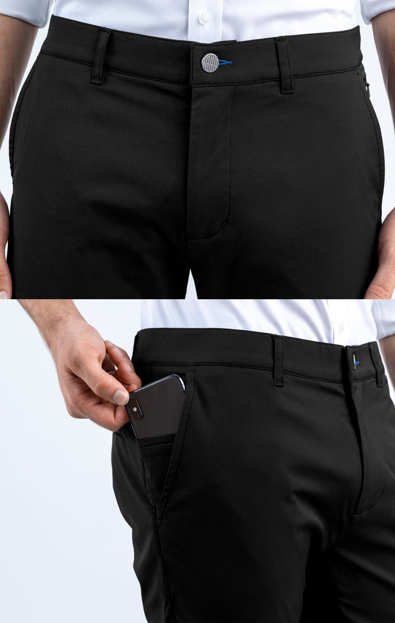 Explore in Style: Black Performance Pants for Men with Deep