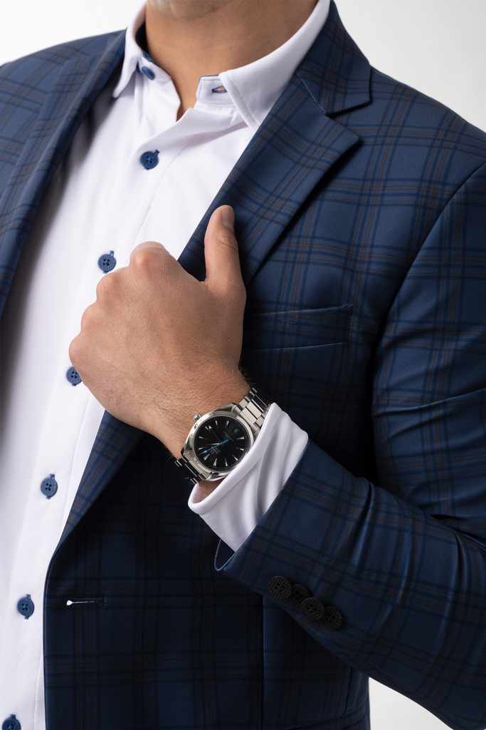 11704 Blue Patterned Mens Blazer Jacket