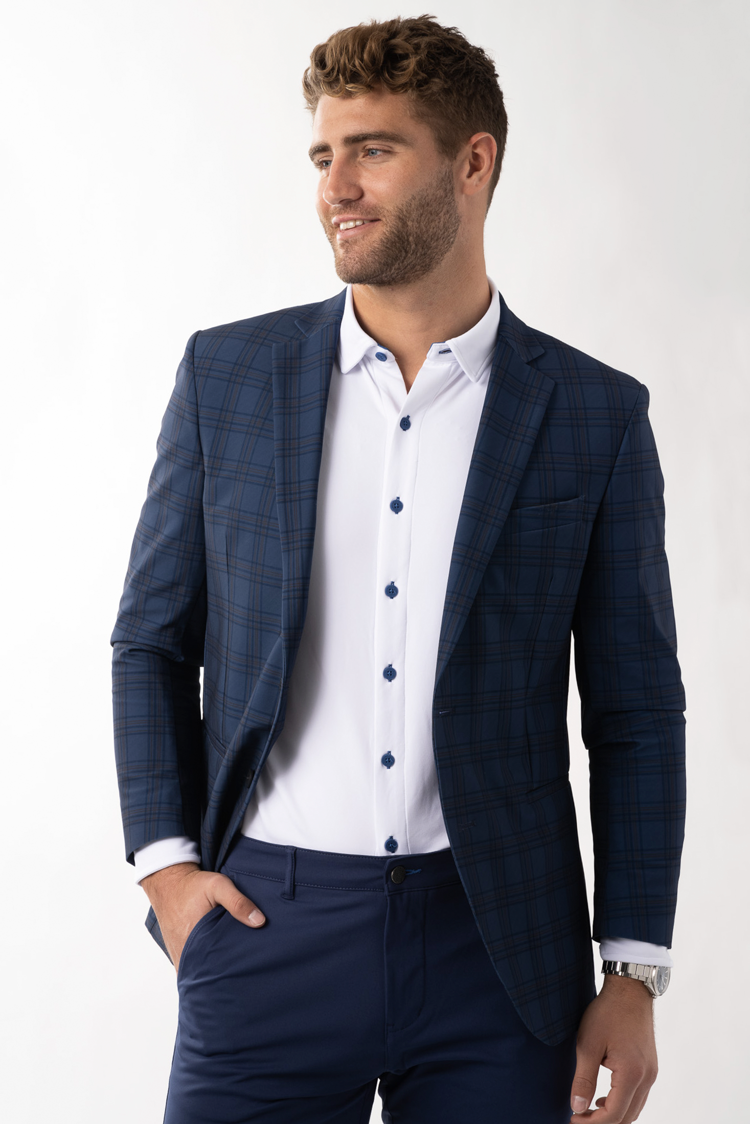 Performance Blazer // Blue Plaid