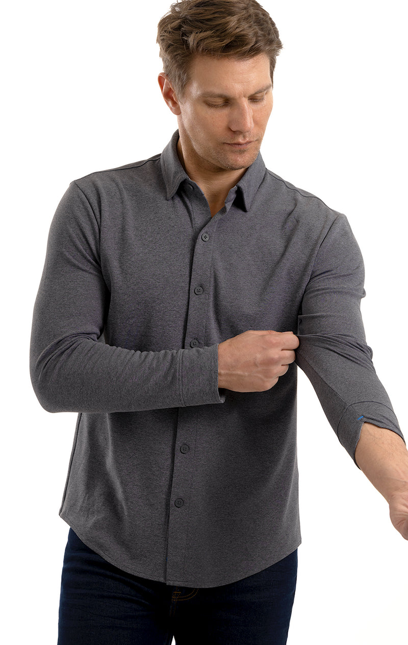 3 Button Polo Shirt (Long Sleeve Performance Stretch / See All Colors)