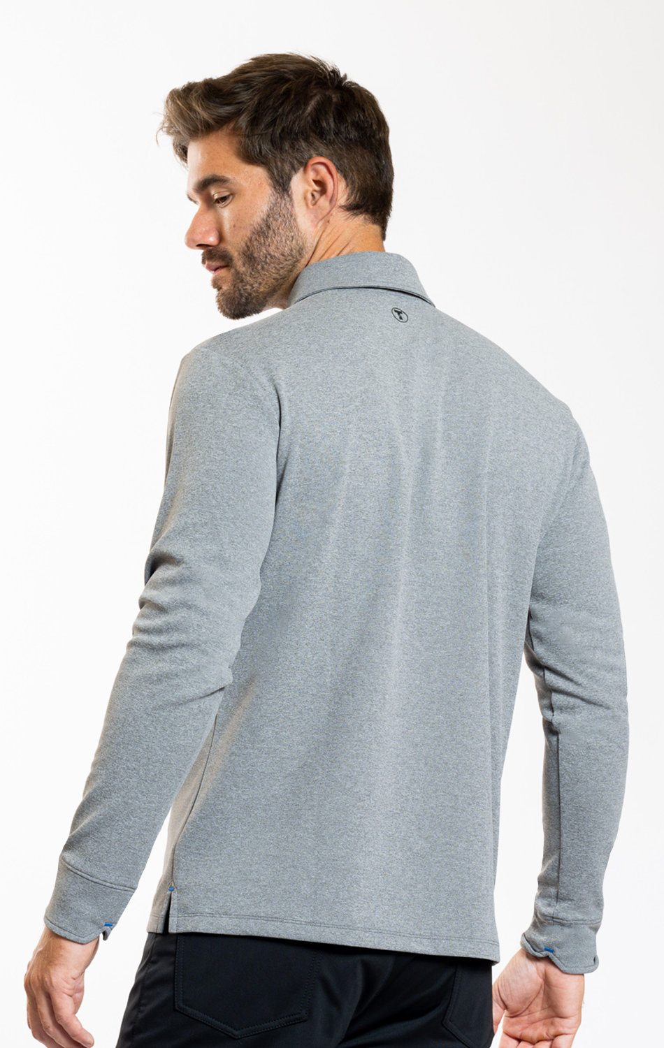 Long Sleeve Polo Contrast // Grey Black