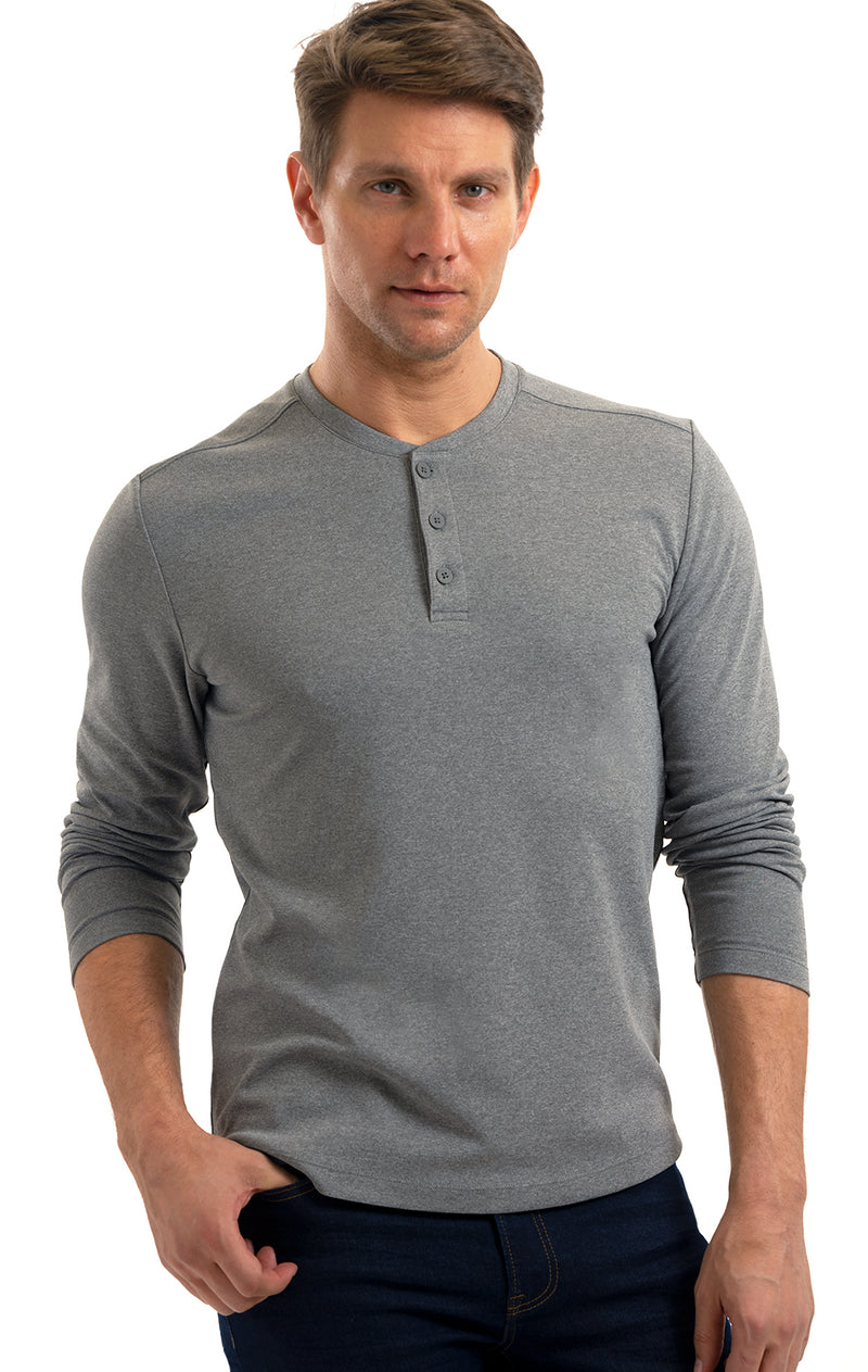 And Now This BRIGHT WHITE Men's Long-Sleeve Henley T-Shirt, US L 