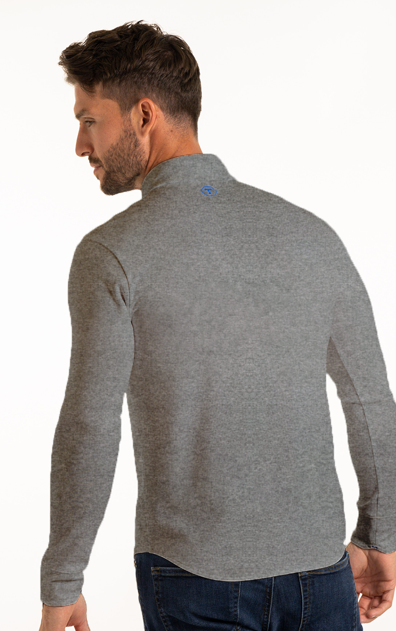 Long Sleeve Polo Solid // Heather Light Grey