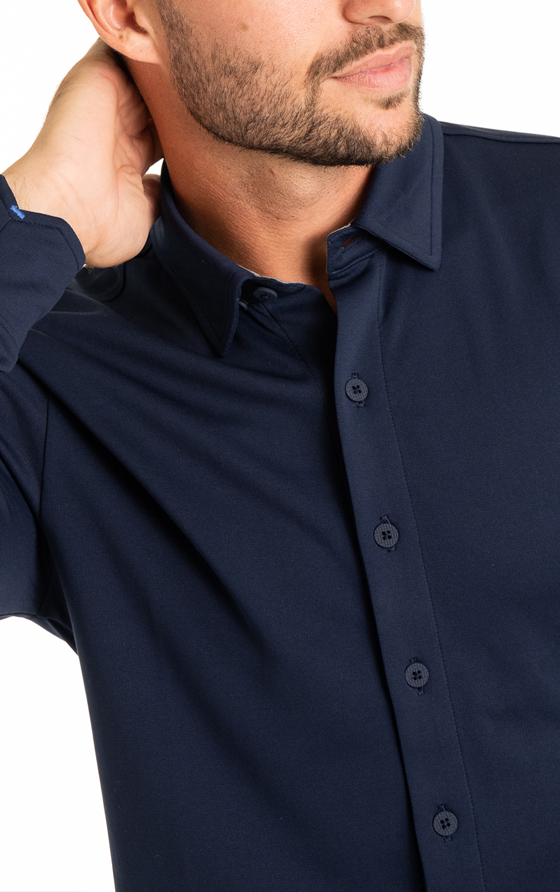 Men s Button Down Performance Polo Shirt Long Sleeve Collar Wrinkle Free Twillory