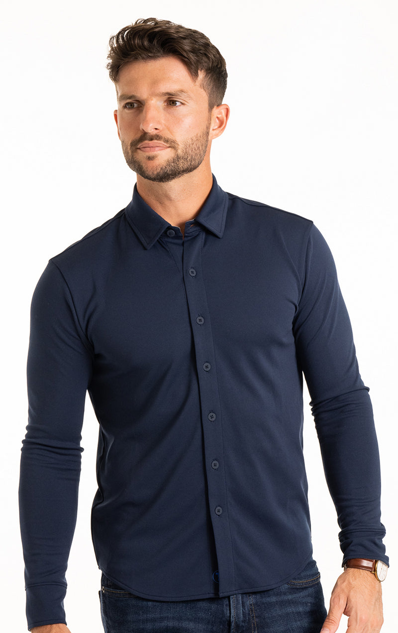 Button Down Polo Shirt (Longsleeve Performance Stretch / See All Colors)