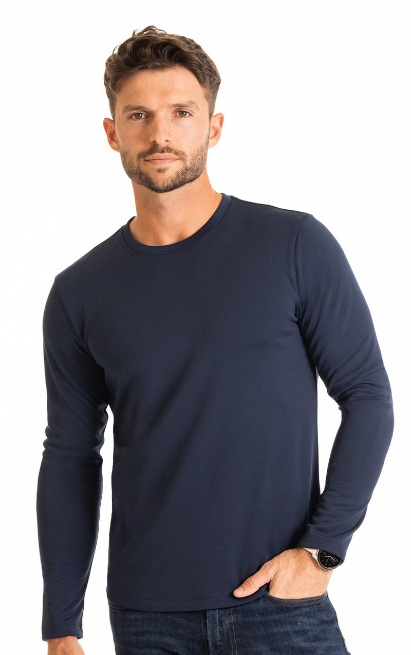 Men's Long Sleeve Performance Shirt: Blue, Grey, Navy, White