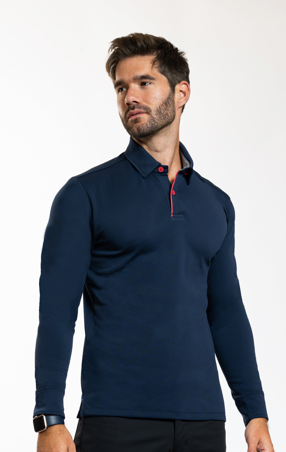 Long Sleeve Polo Contrast // Navy Red