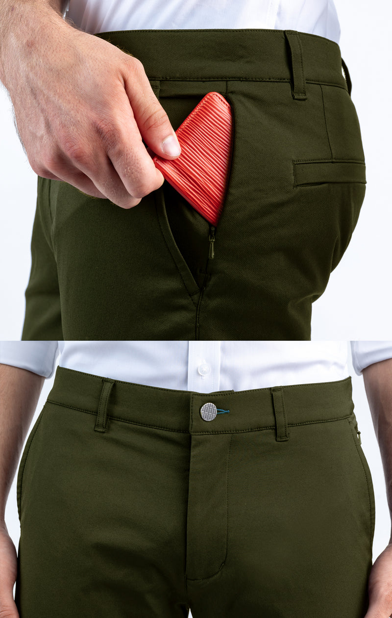 Performance Dress Pants (Olive Green - Tailored Slacks)