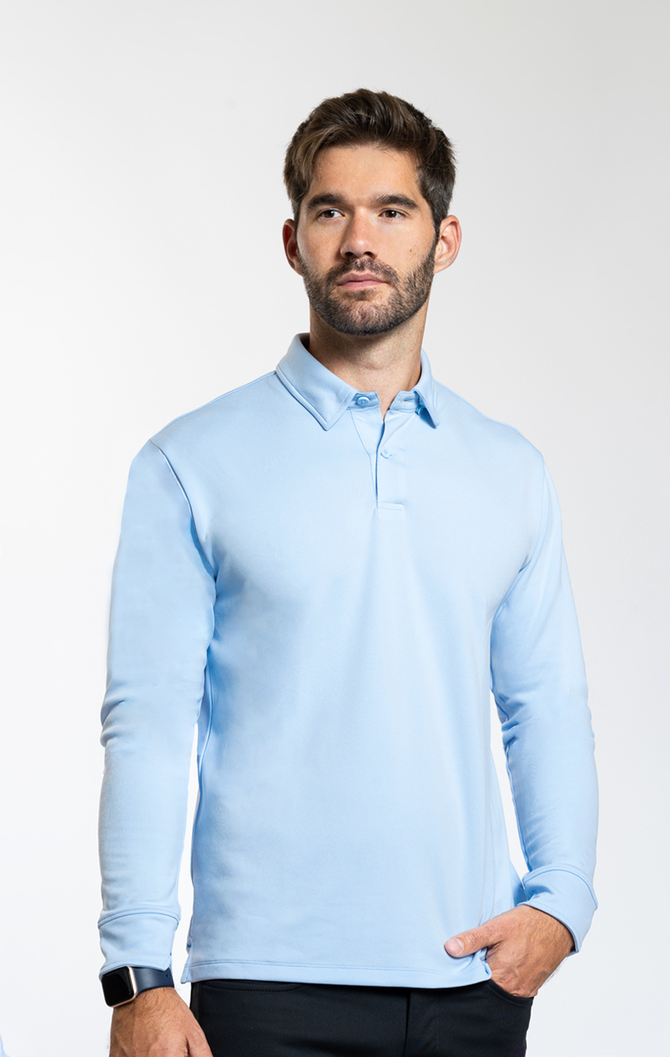 Long Sleeve Polo Solid // Powder Blue