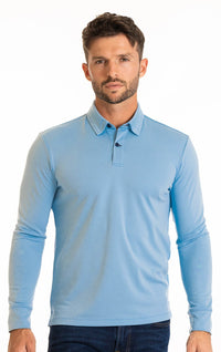 3 Button Polo Shirt (Long Sleeve Performance Stretch / See All Colors ...