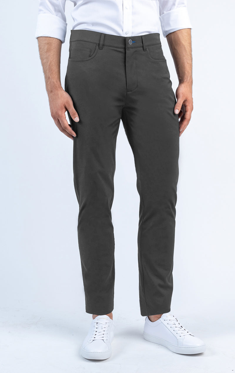 Buy TIM 5-pocket cotton-linen blend twill pant - Total Eclipse - from  KnowledgeCotton Apparel®