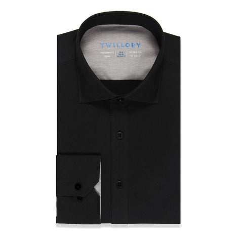 Men's Black Performance Dress Shirt (Best 4- Way Stretch, Slim Fit) |  Twillory®