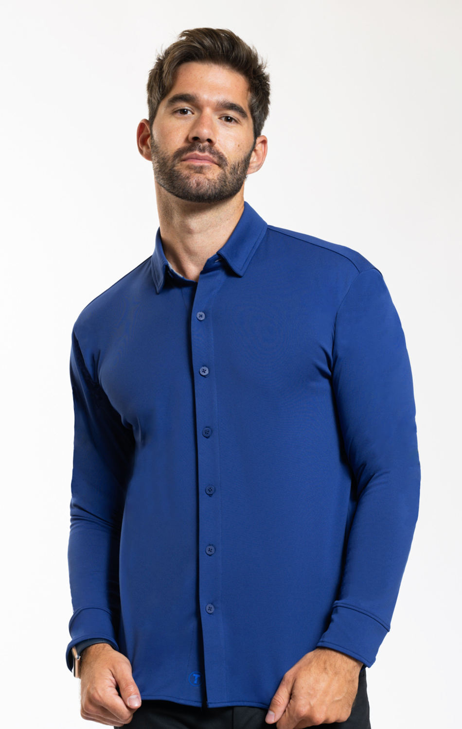Blue polo button down shop