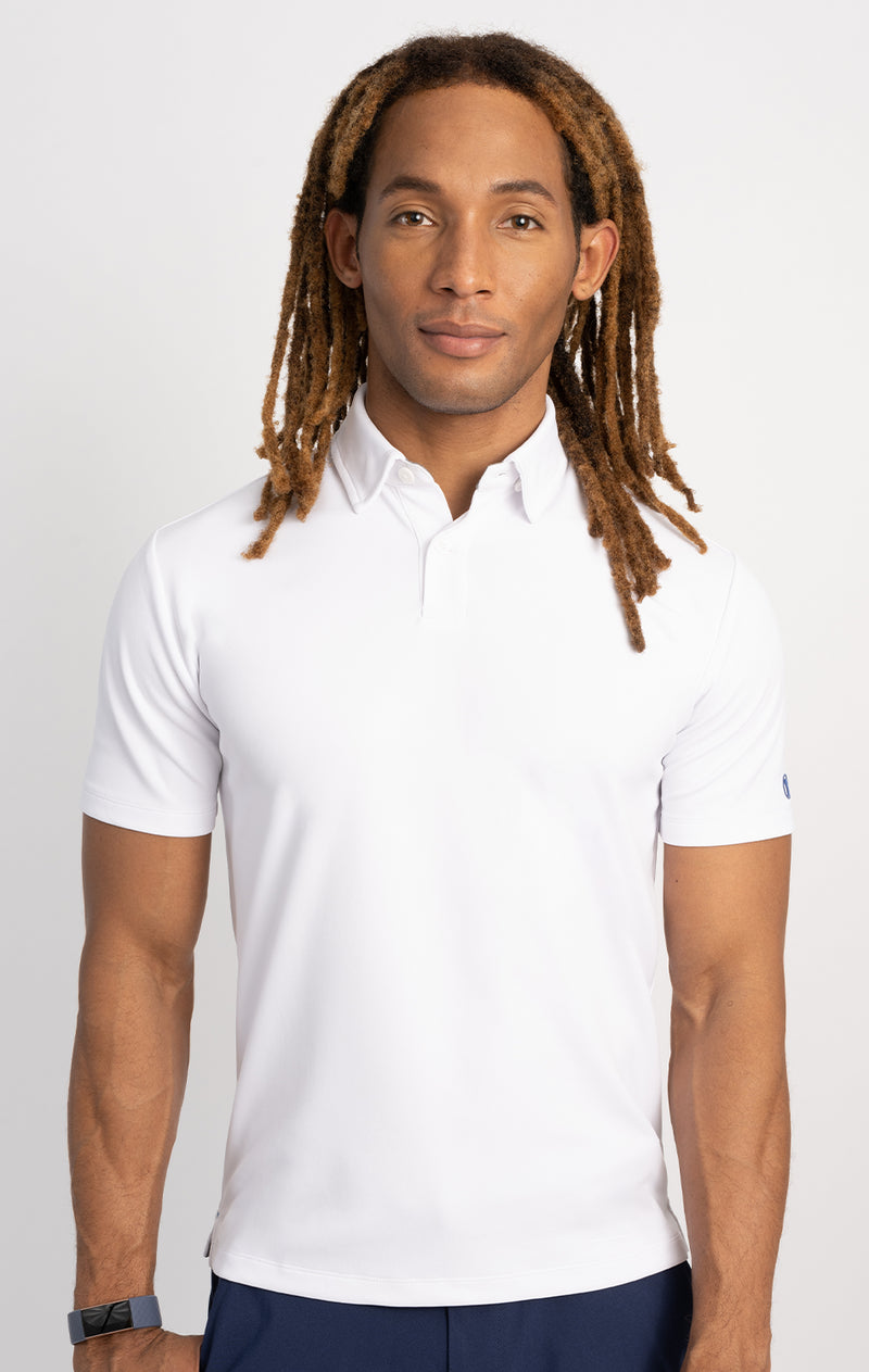 Solid Stretch Jersey Long Sleeve Polo, Men's Polo Shirts