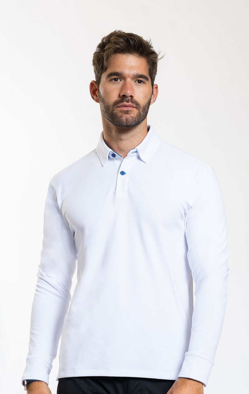 3 Button Polo Shirt (Long Sleeve Performance Stretch / See