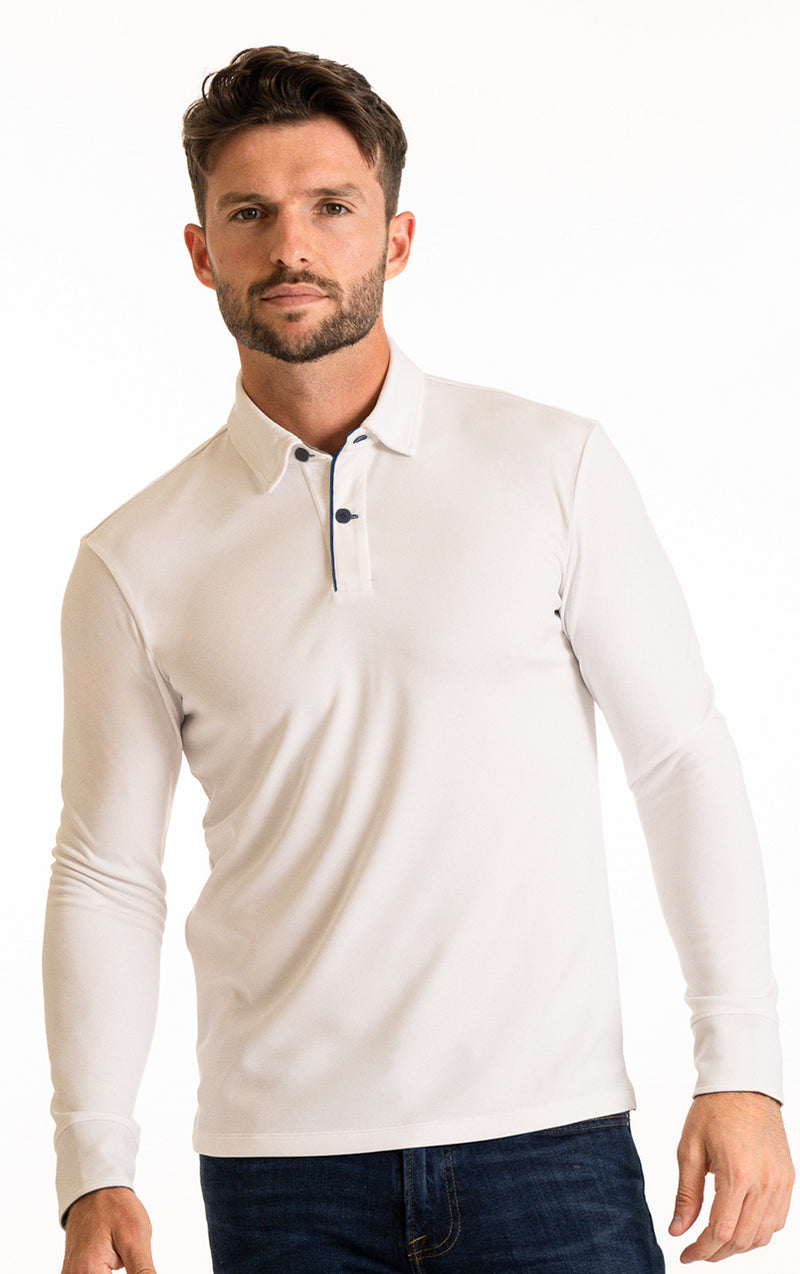 3 Button Polo Shirt (Long Sleeve Performance Stretch / See All