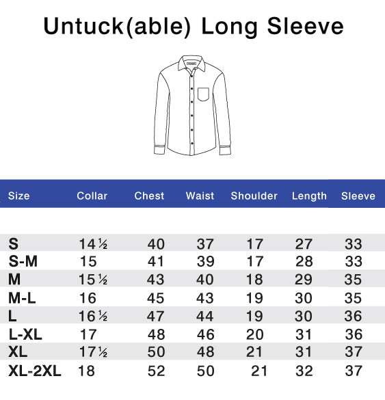 untuck(able) Size Chart